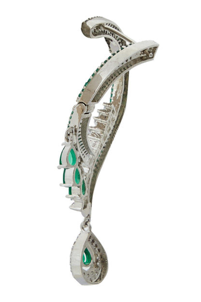 Green Brass American Diamond Jewelry Set 