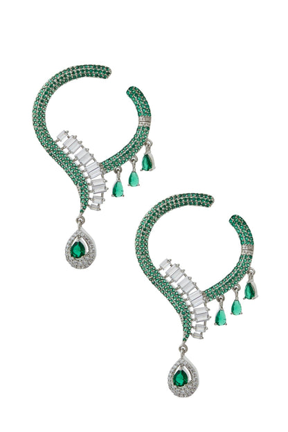 Green Brass American Diamond Jewelry Set 