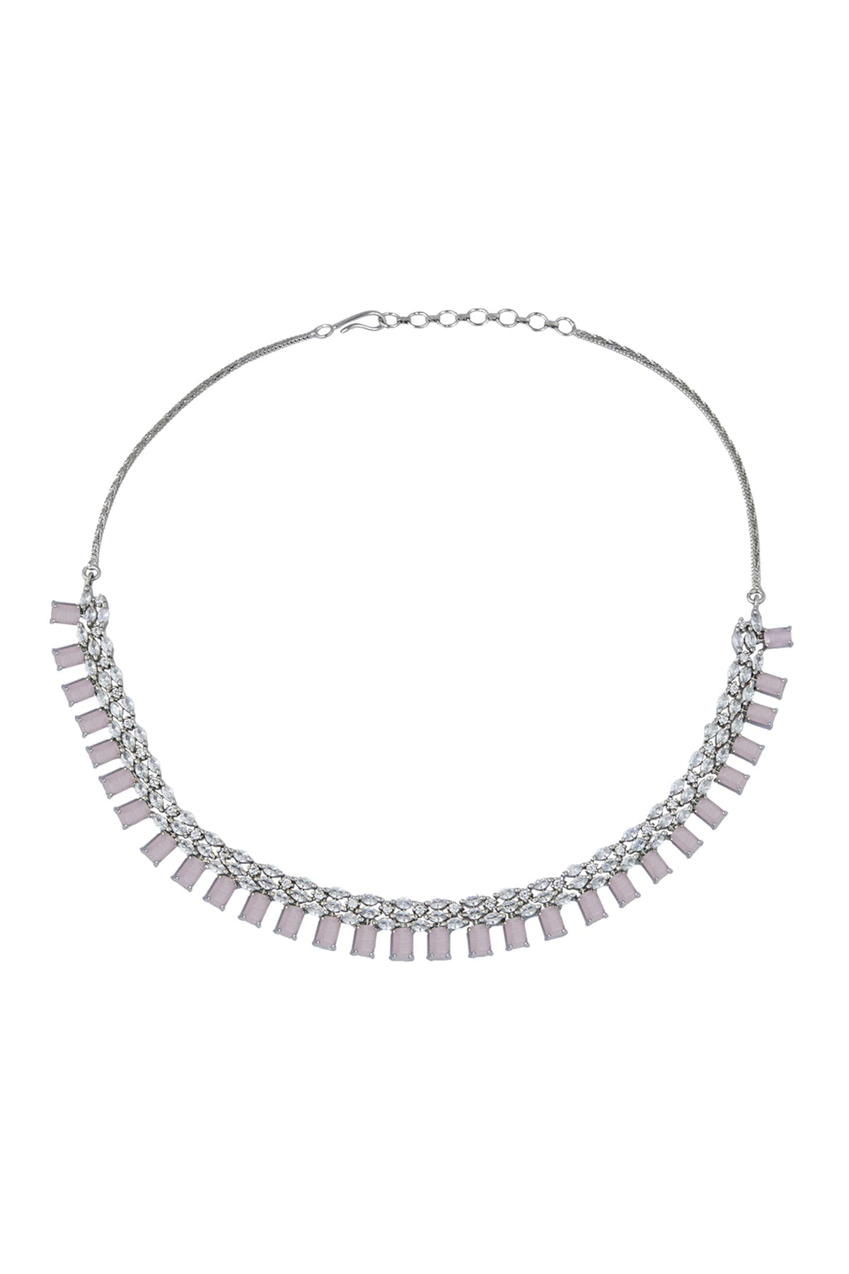 Pink American Diamond Necklace & Earrings Set 
