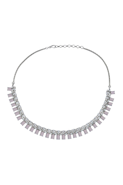 Pink American Diamond Necklace & Earrings Set 