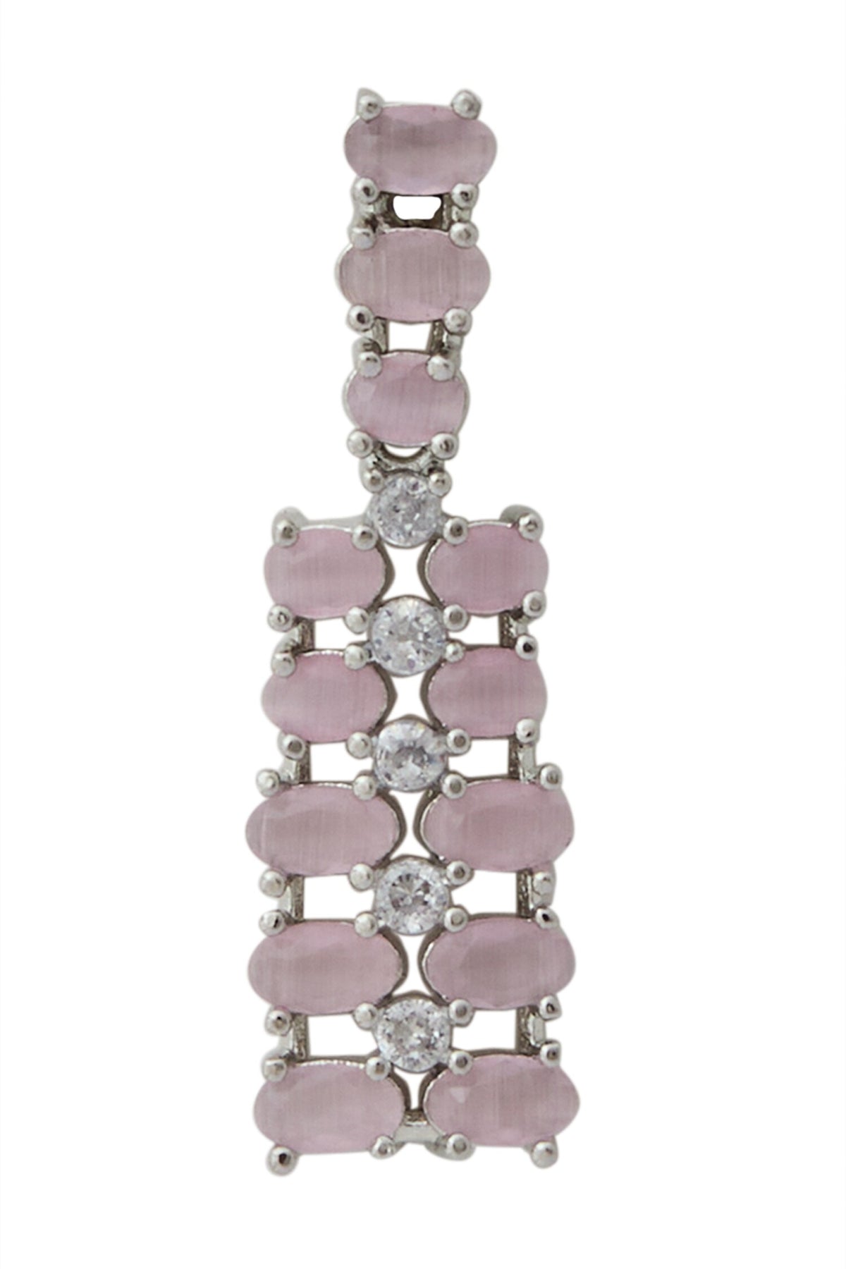 Pink American Diamond Necklace & Earrings Set 