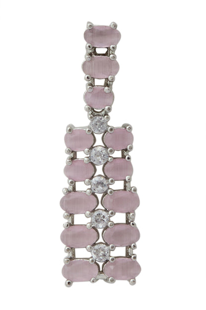 Pink American Diamond Necklace & Earrings Set 