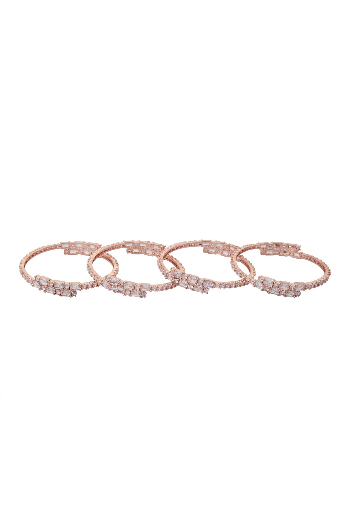 Rose Gold American Diamond Bangles Set 
