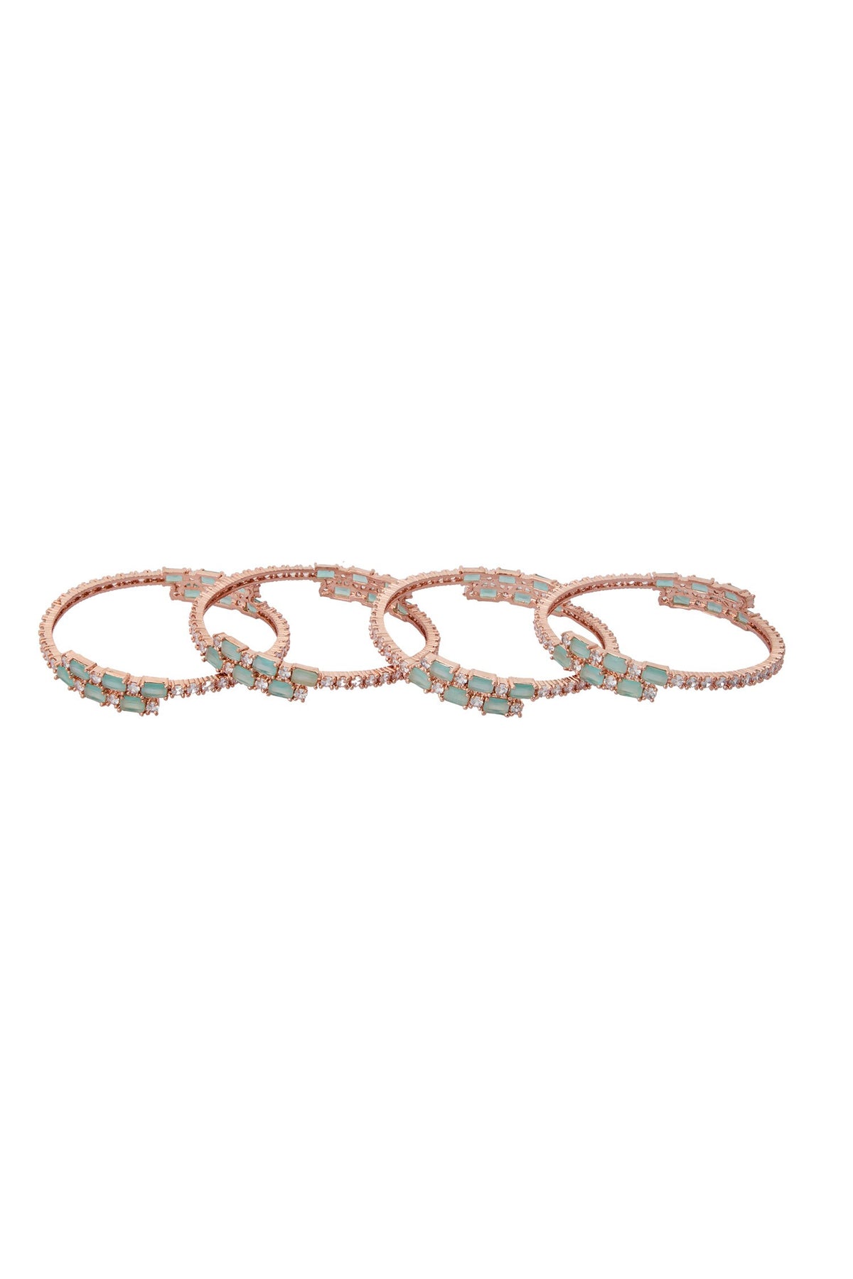 Rose Gold Aqua Bangles Set of 4 