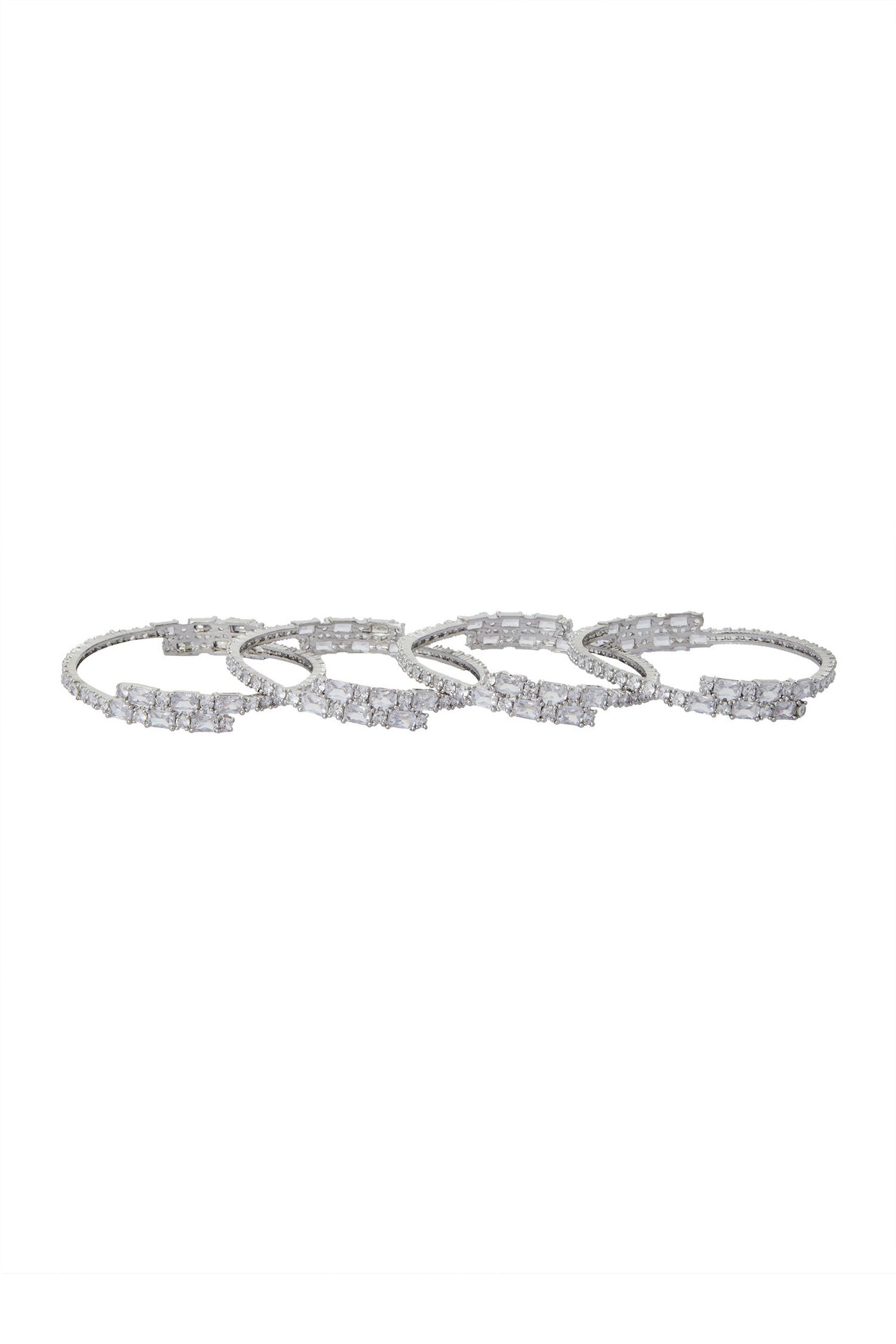 Silver American Diamond Bangle Set 