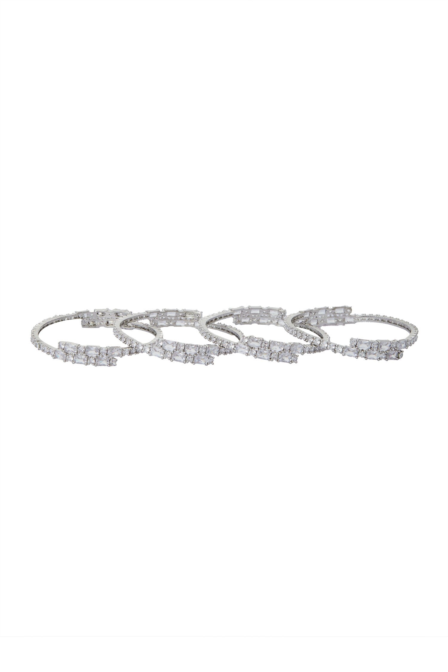 Silver American Diamond Bangle Set 