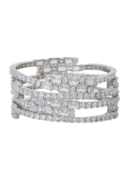 Silver American Diamond Bangle Set 