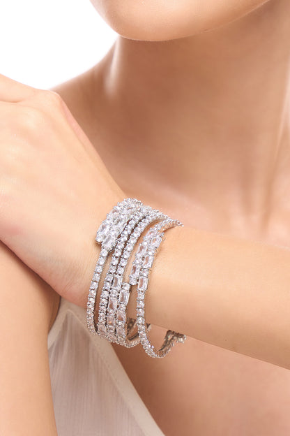 Silver American Diamond Bangle Set 