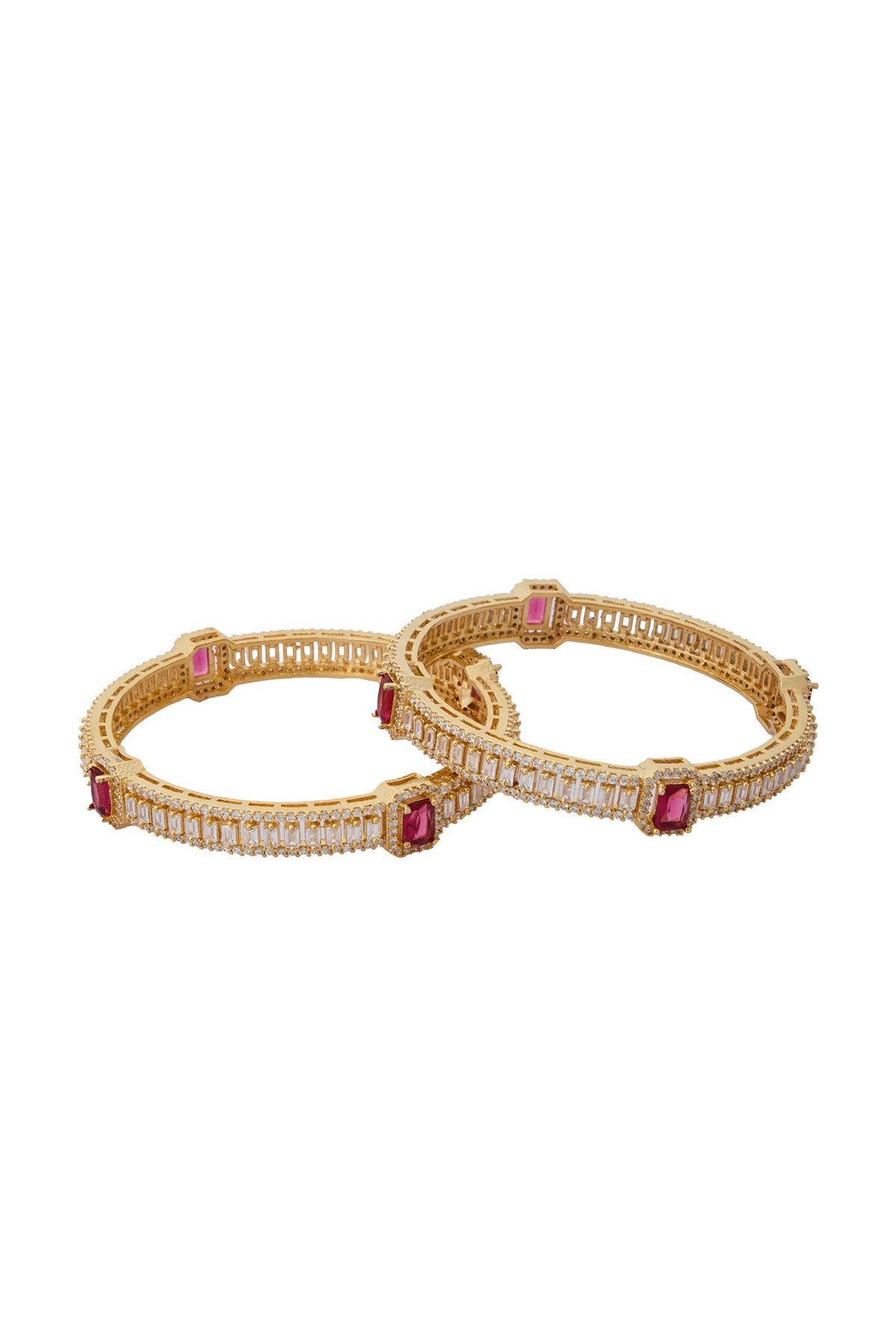 Gold & Ruby American Diamond Bangles 