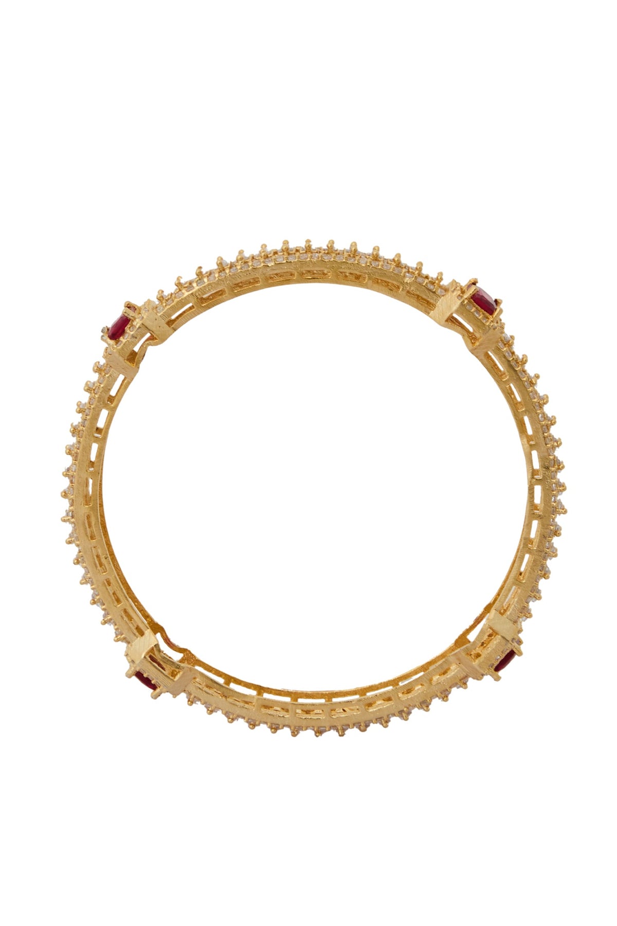 Gold & Ruby American Diamond Bangles 