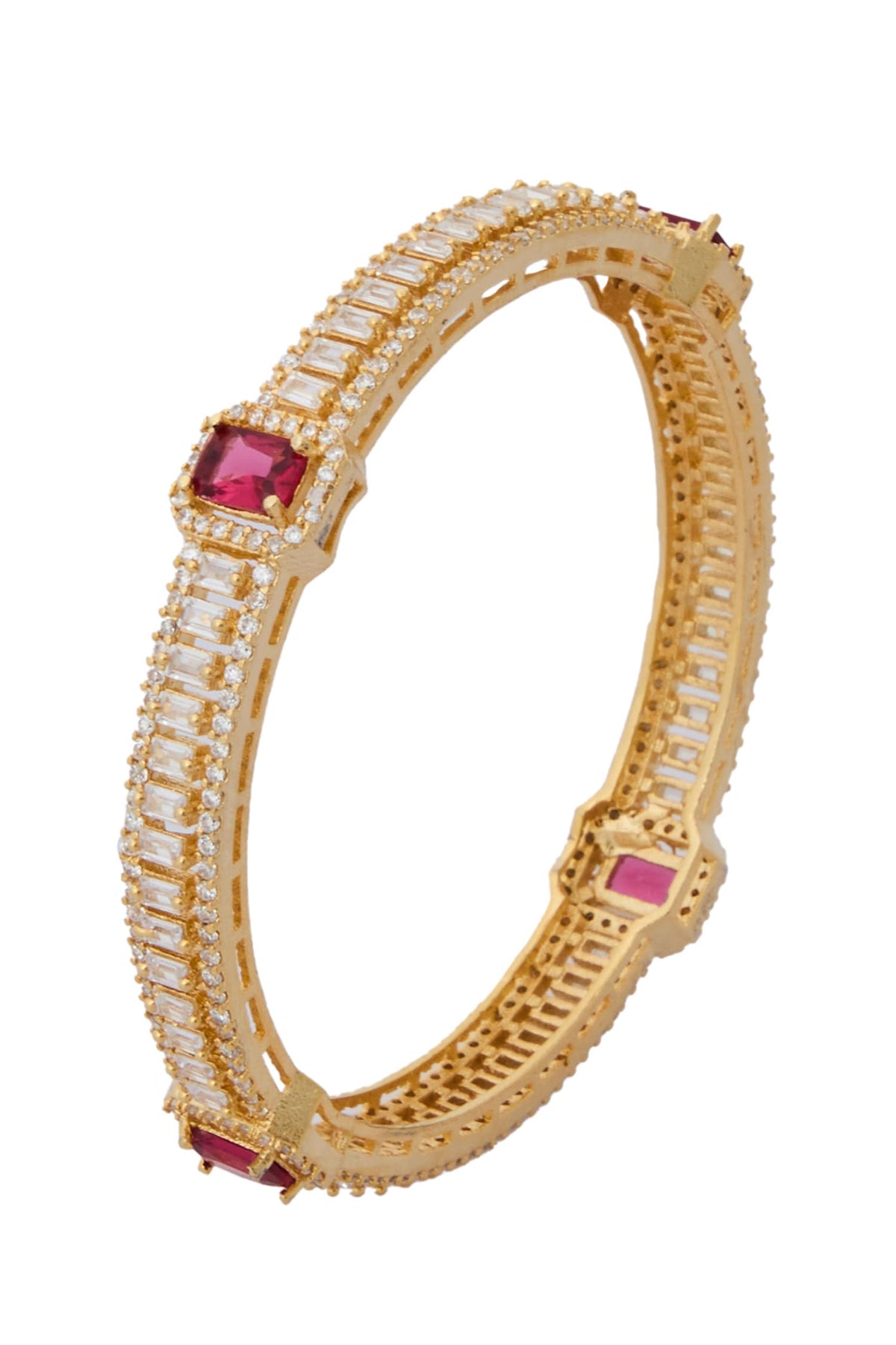 Gold & Ruby American Diamond Bangles 