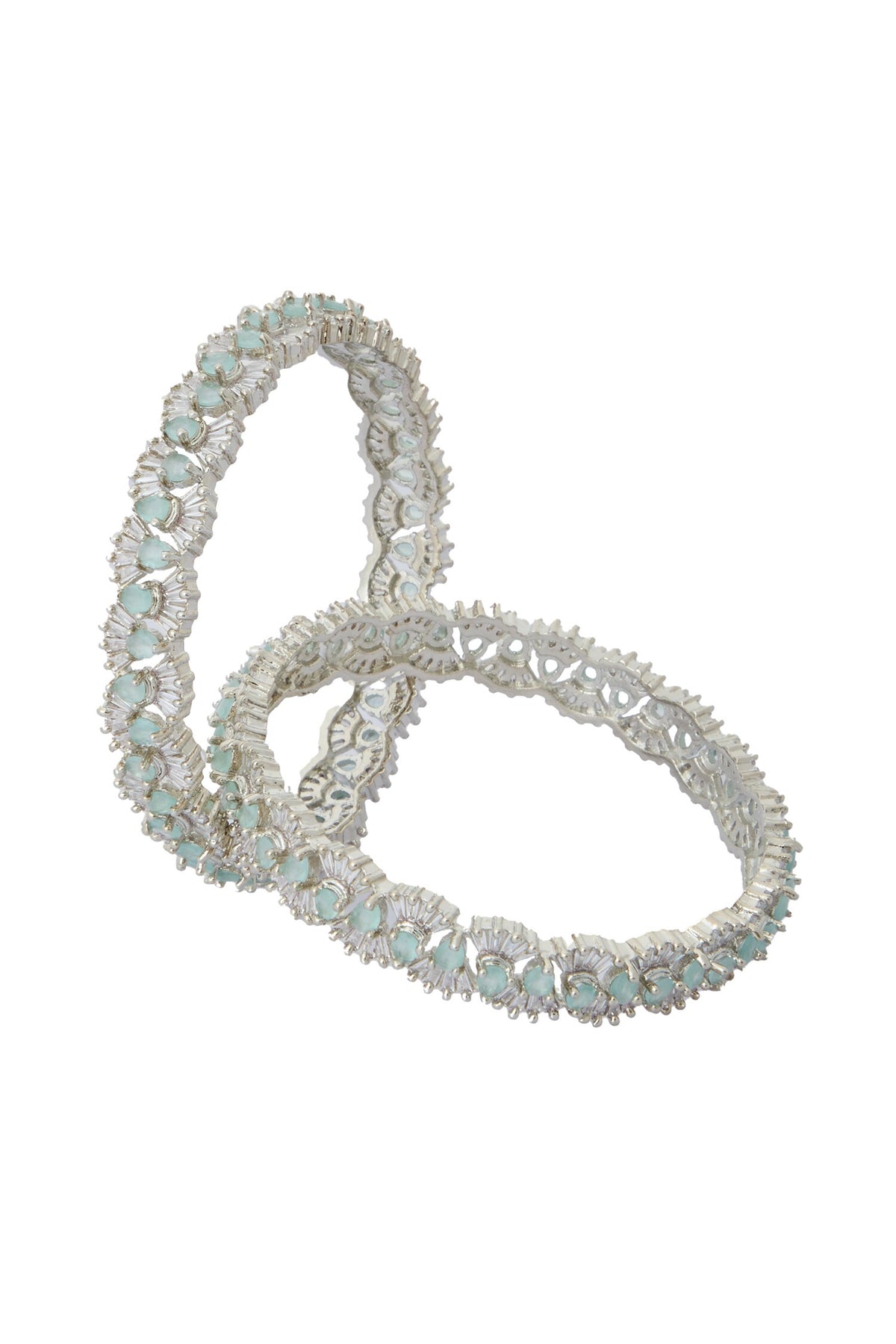 Silver Aqua American Diamond Bangles 