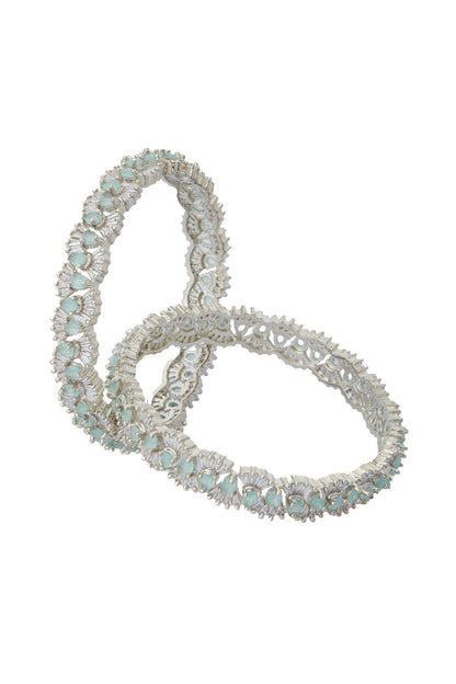 Silver Aqua American Diamond Bangles 