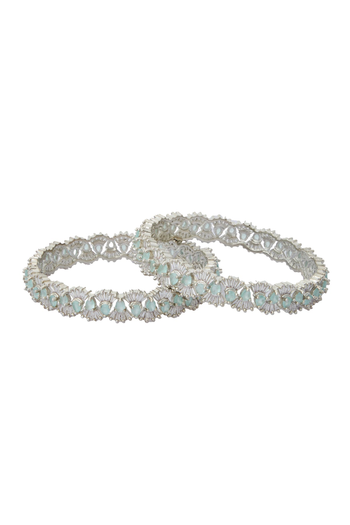 Silver Aqua American Diamond Bangles 