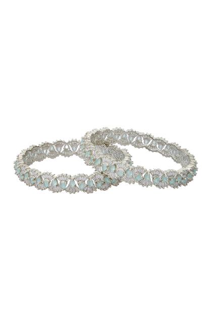 Silver Aqua American Diamond Bangles 