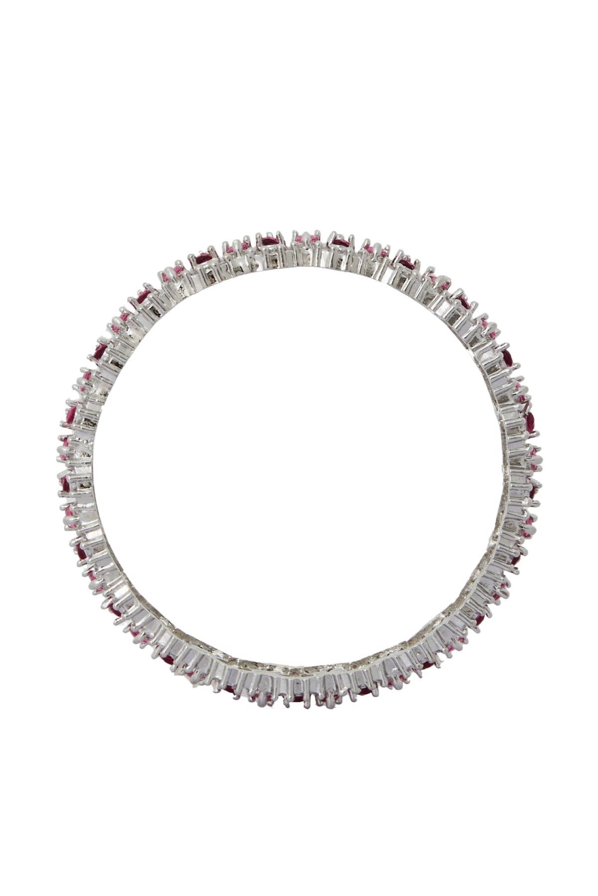 Silver & Pink American Diamond Bangles 