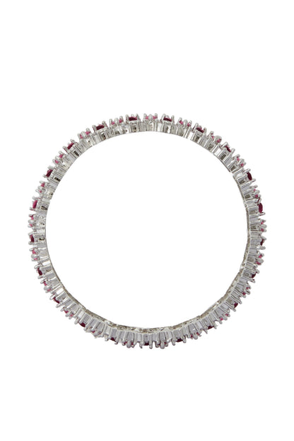 Silver & Pink American Diamond Bangles 