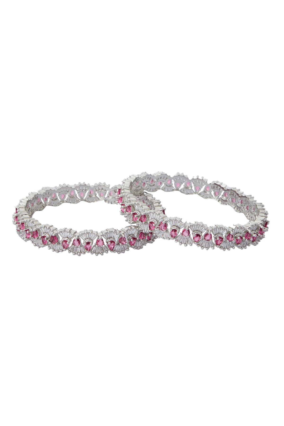 Silver & Pink American Diamond Bangles 
