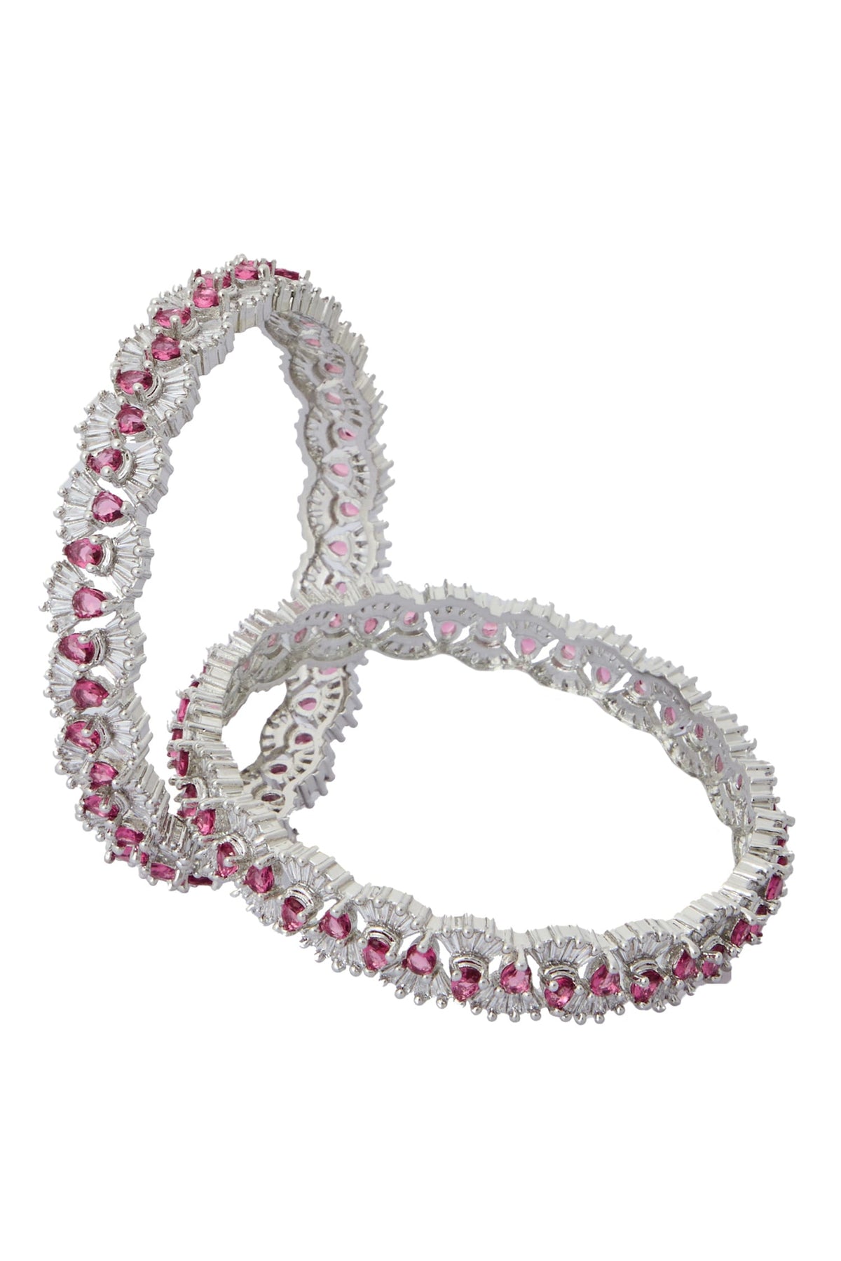 Silver & Pink American Diamond Bangles 
