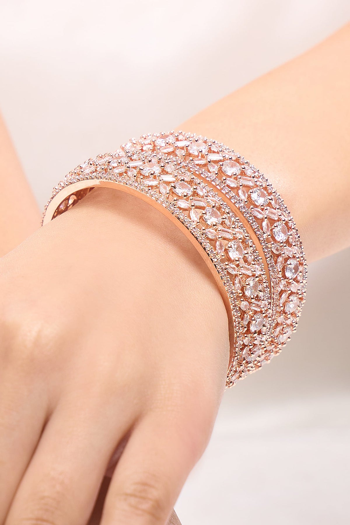 Rose Gold American Diamond Bangles Set 