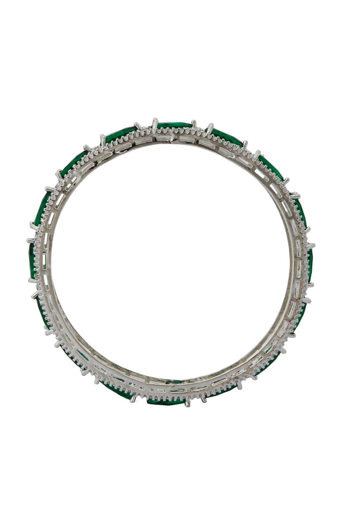 Silver & Green American Diamond Bangles 