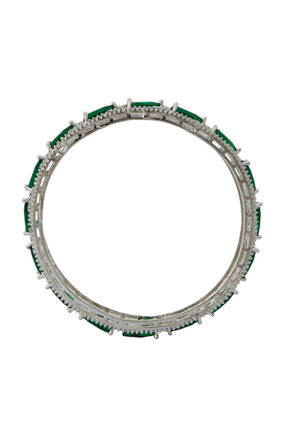 Silver & Green American Diamond Bangles 