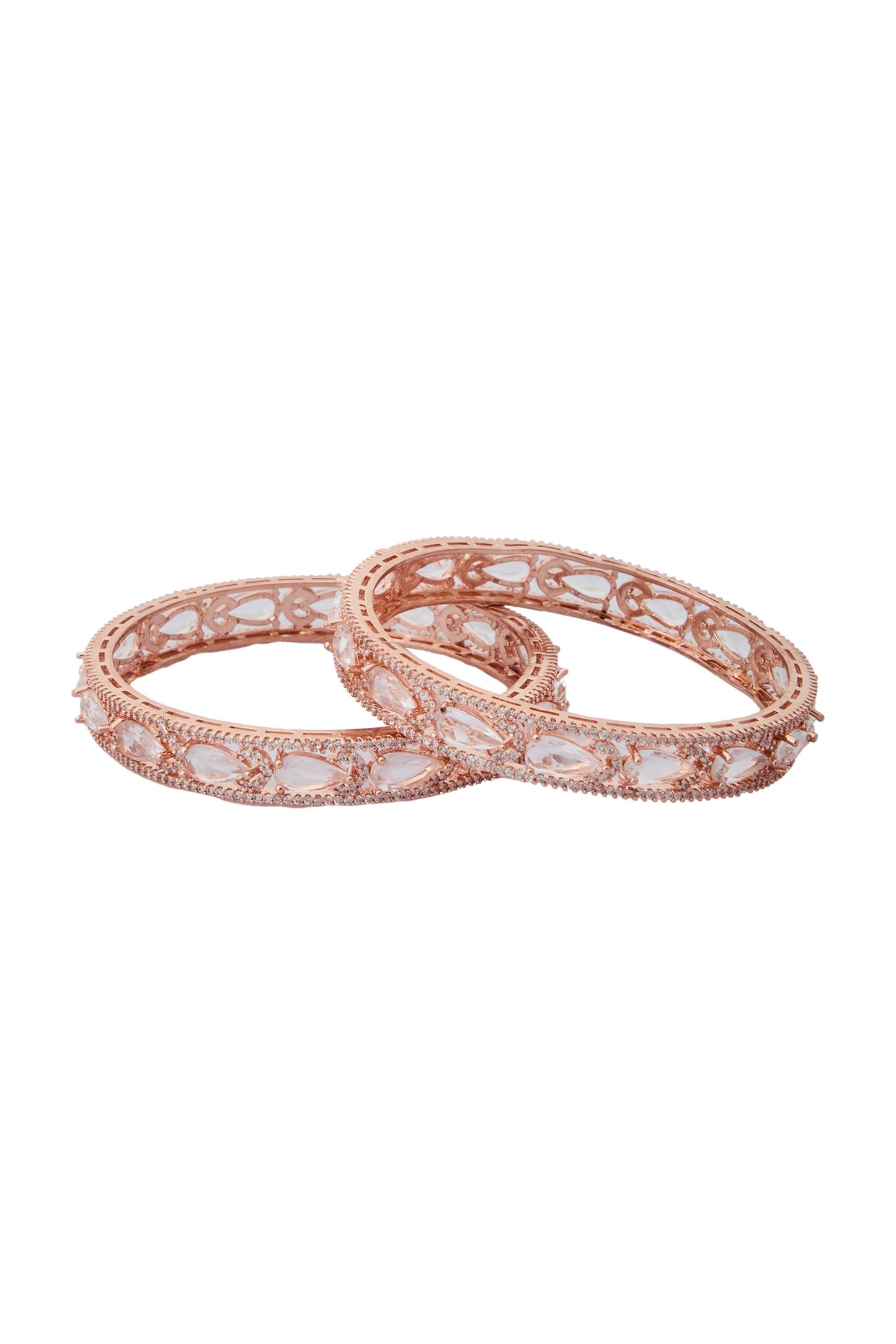 Rose Gold American Diamond Bangle Set 