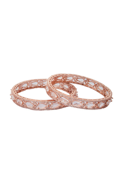 Rose Gold American Diamond Bangle Set 