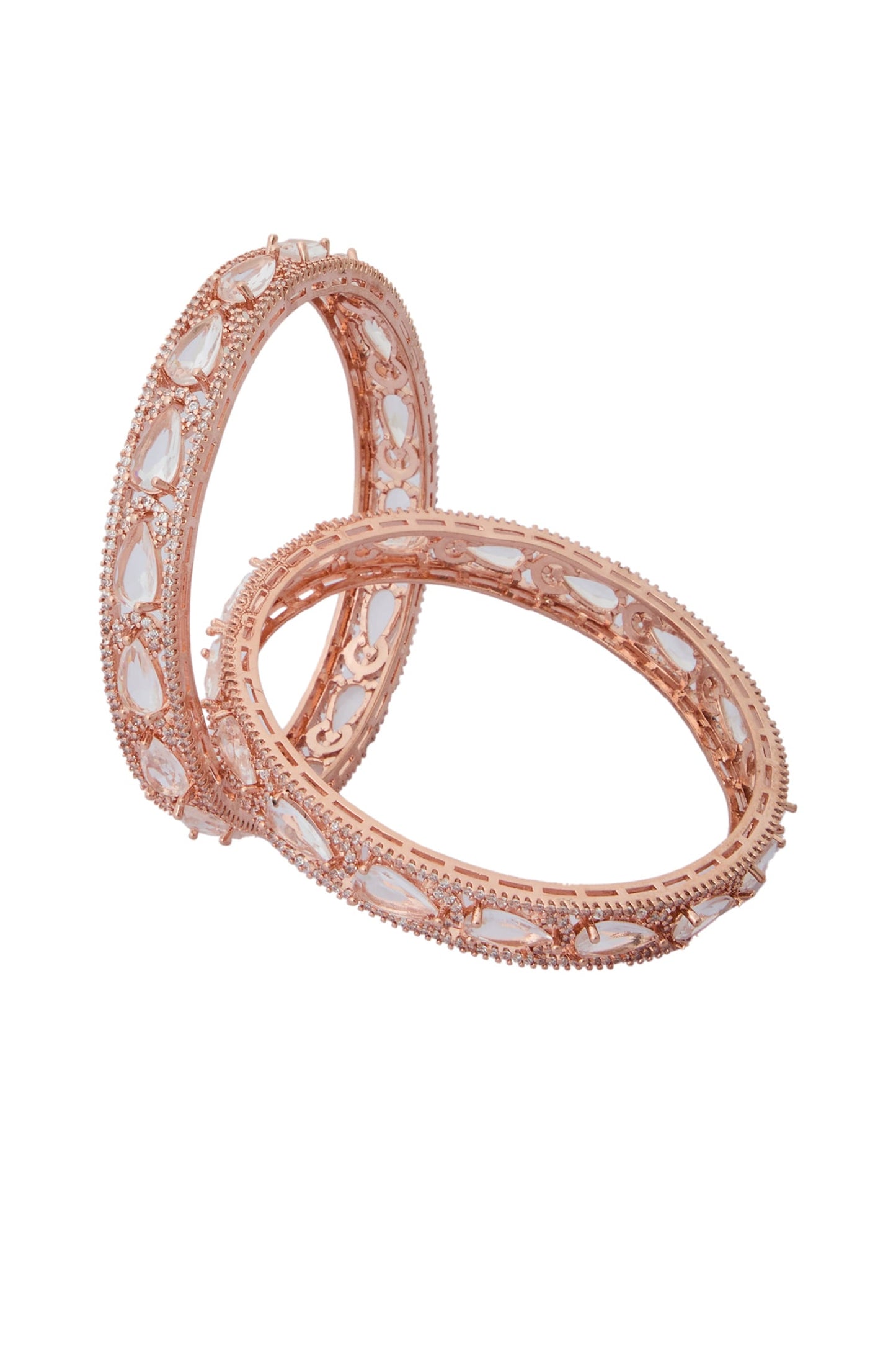 Rose Gold American Diamond Bangle Set 