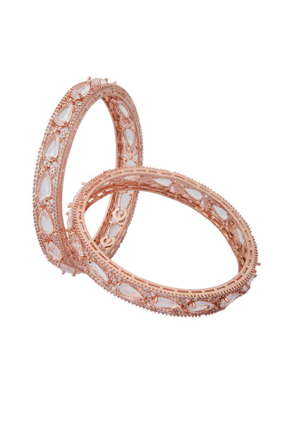 Rose Gold American Diamond Bangle Set 