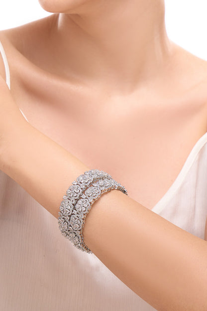 Silver American Diamond Bangles Set 