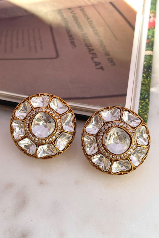 Designer White Stone Embellished Earrings 