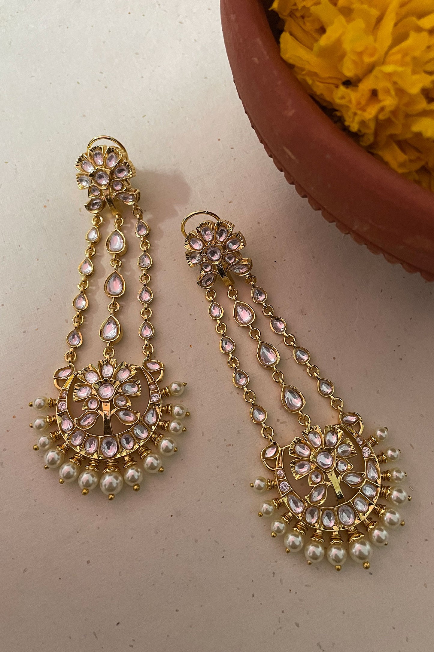 Designer White Pearl Earrings 