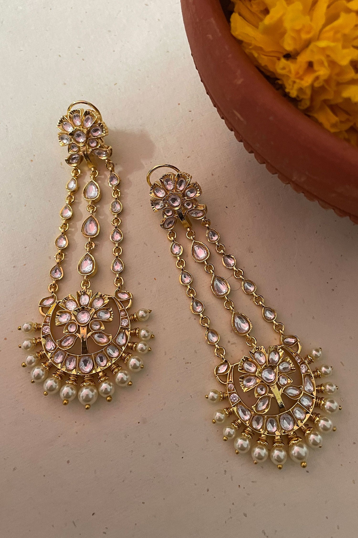 Designer White Pearl Earrings 