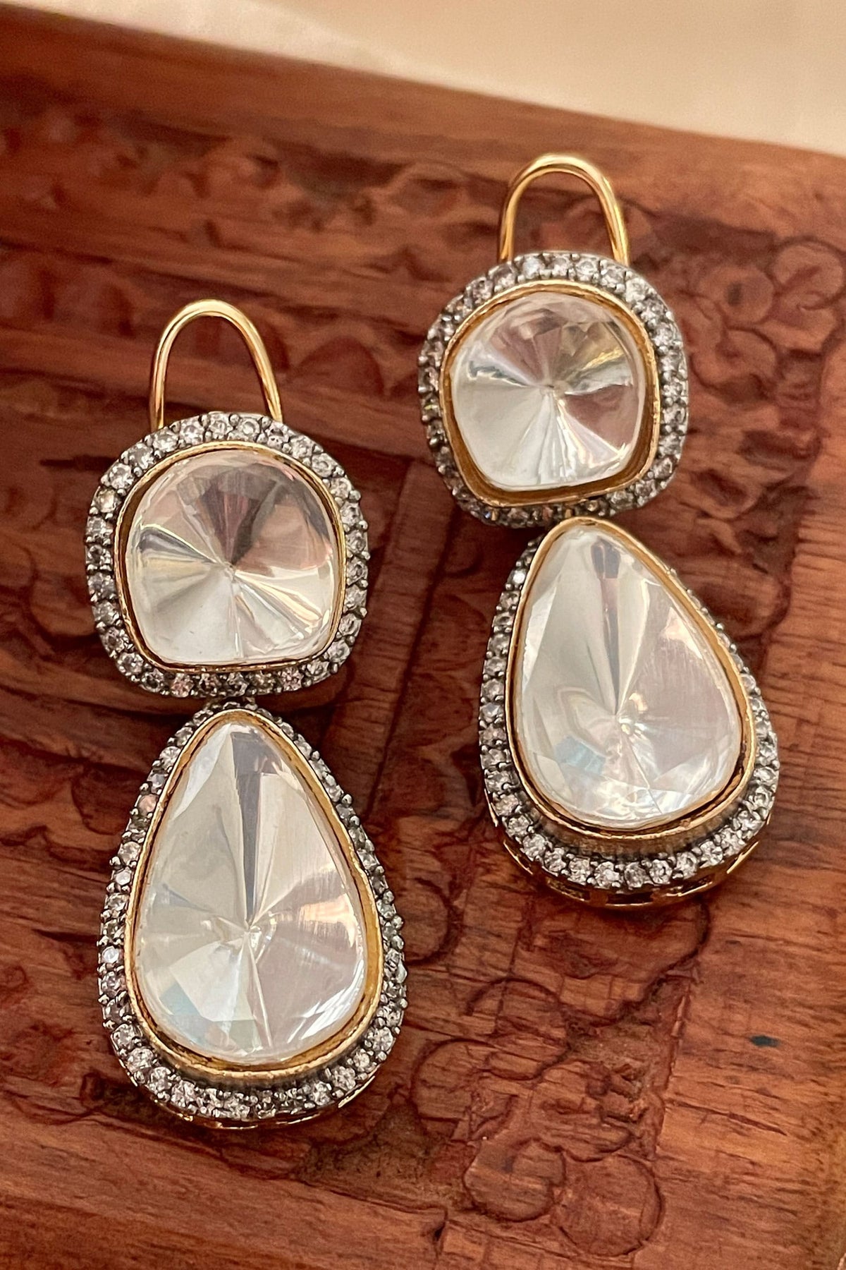 Designer White Stone Drop Earrings 