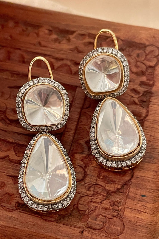 Designer White Stone Drop Earrings 