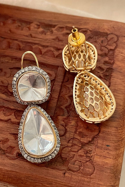 Designer White Stone Drop Earrings 