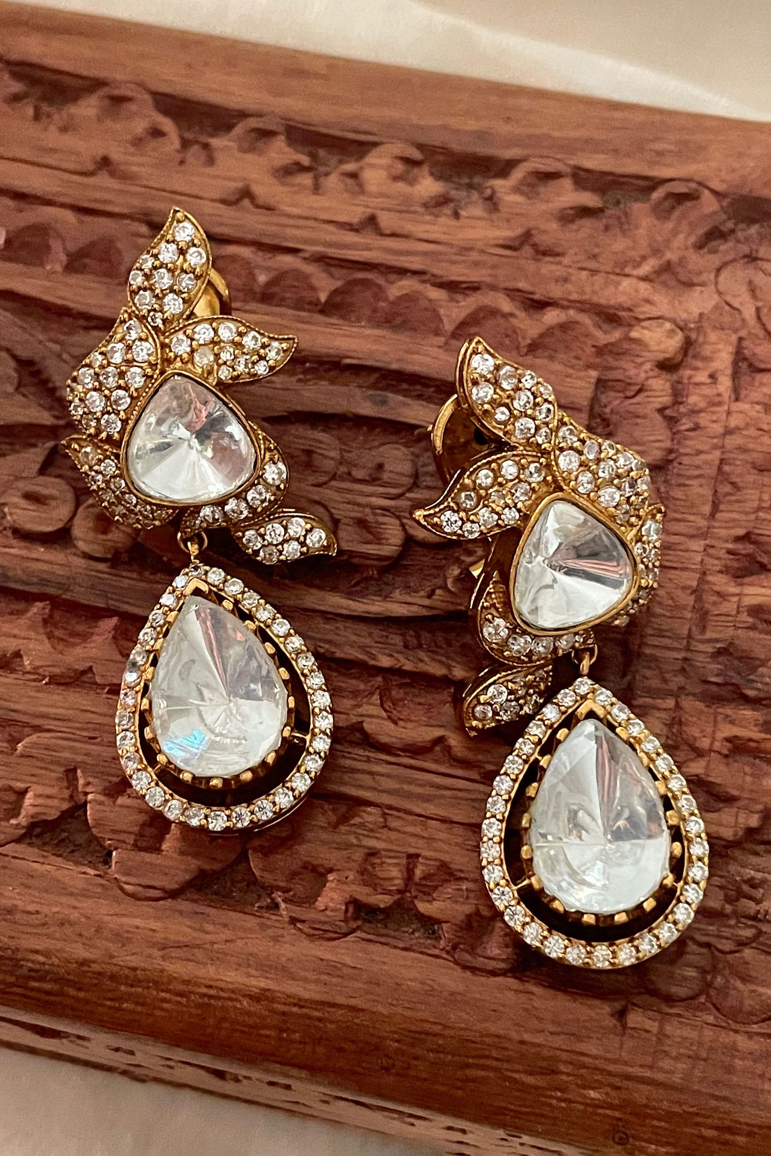 Designer White Stone Drop Earrings 