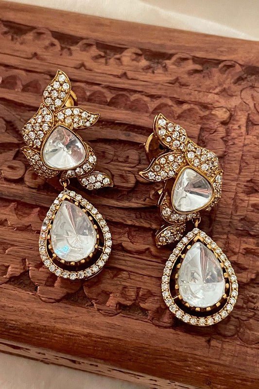 Designer White Stone Drop Earrings 