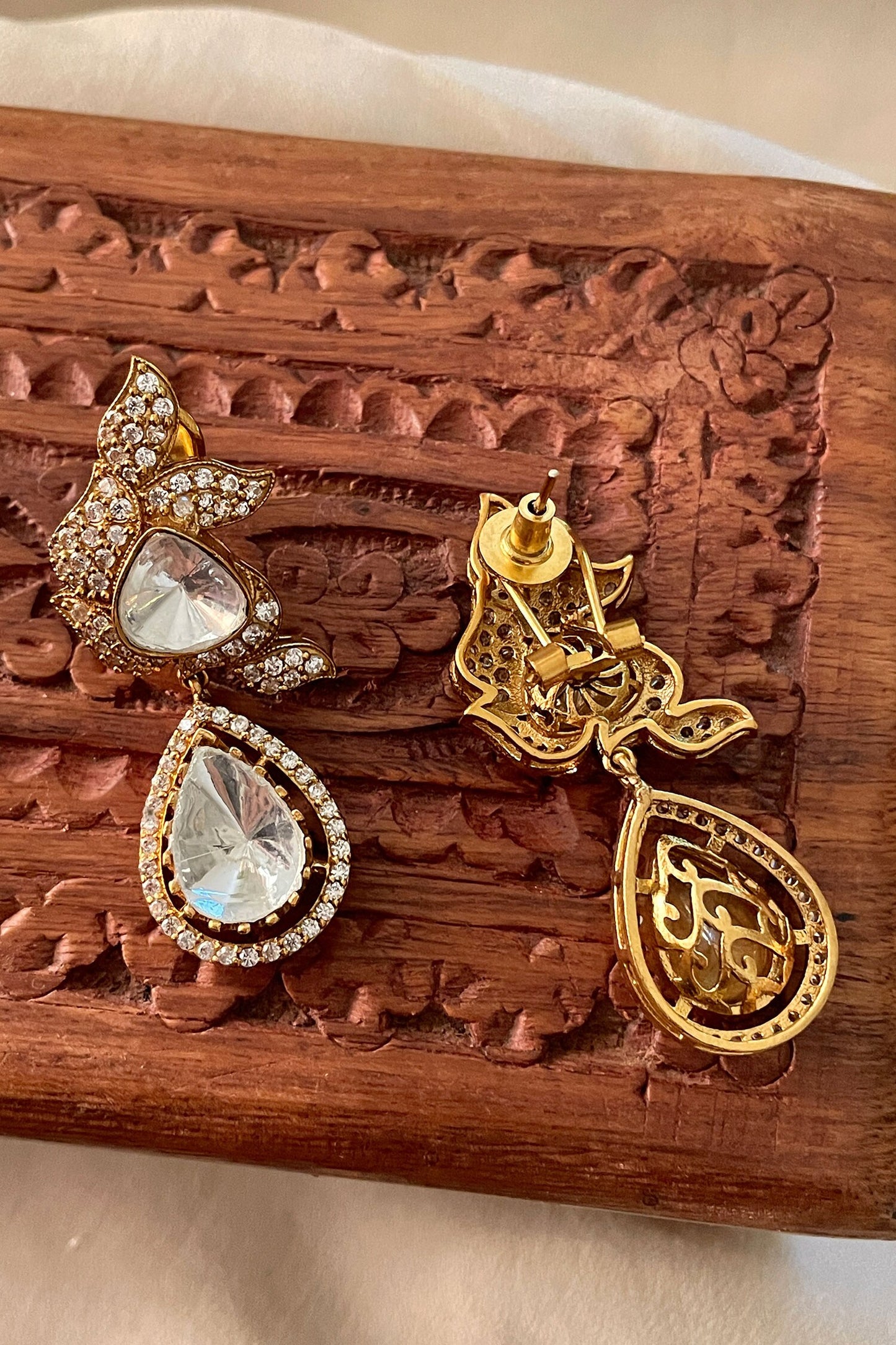 Designer White Stone Drop Earrings 