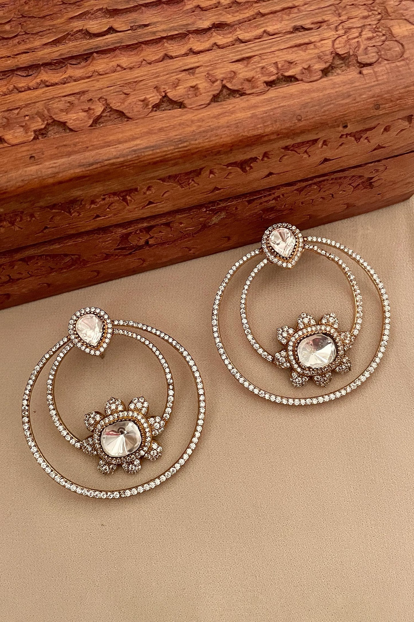 Designer White Hoop Earrings 