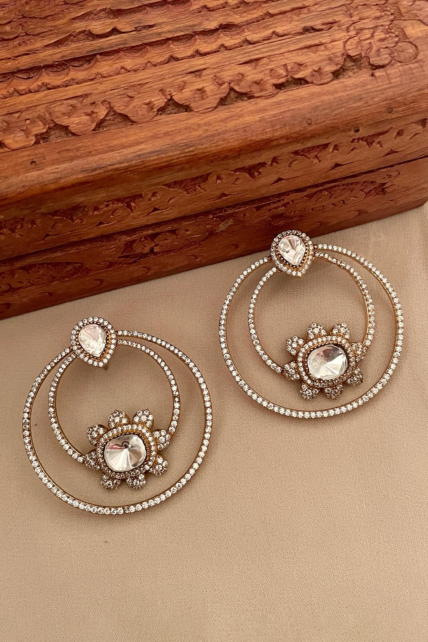Designer White Hoop Earrings 