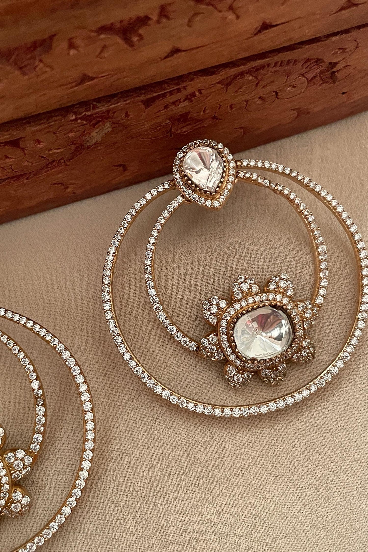 Designer White Hoop Earrings 
