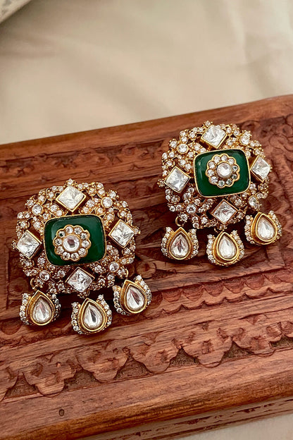 Designer Green Earring with Crystals 