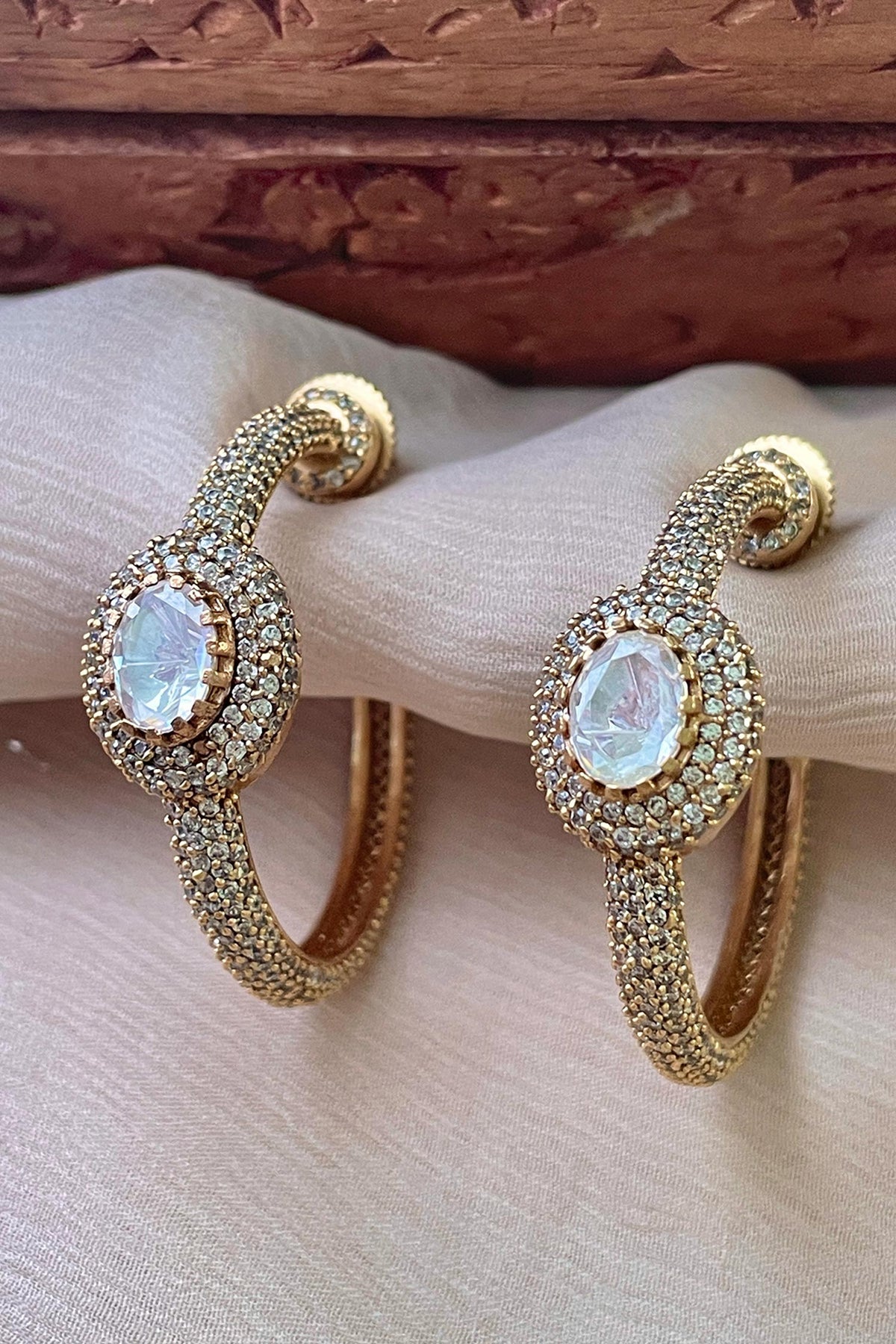 Designer White Stone Stud Earrings 
