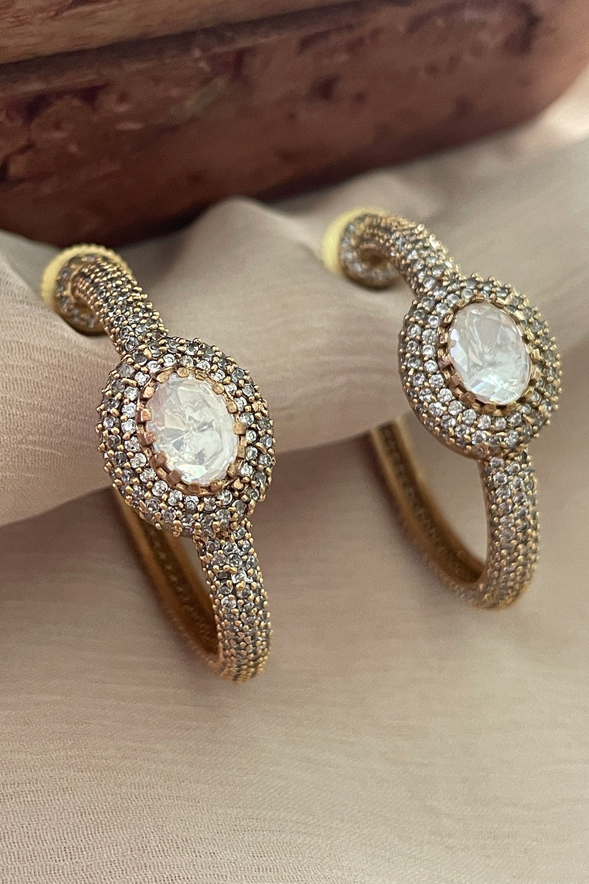 Designer White Stone Stud Earrings 