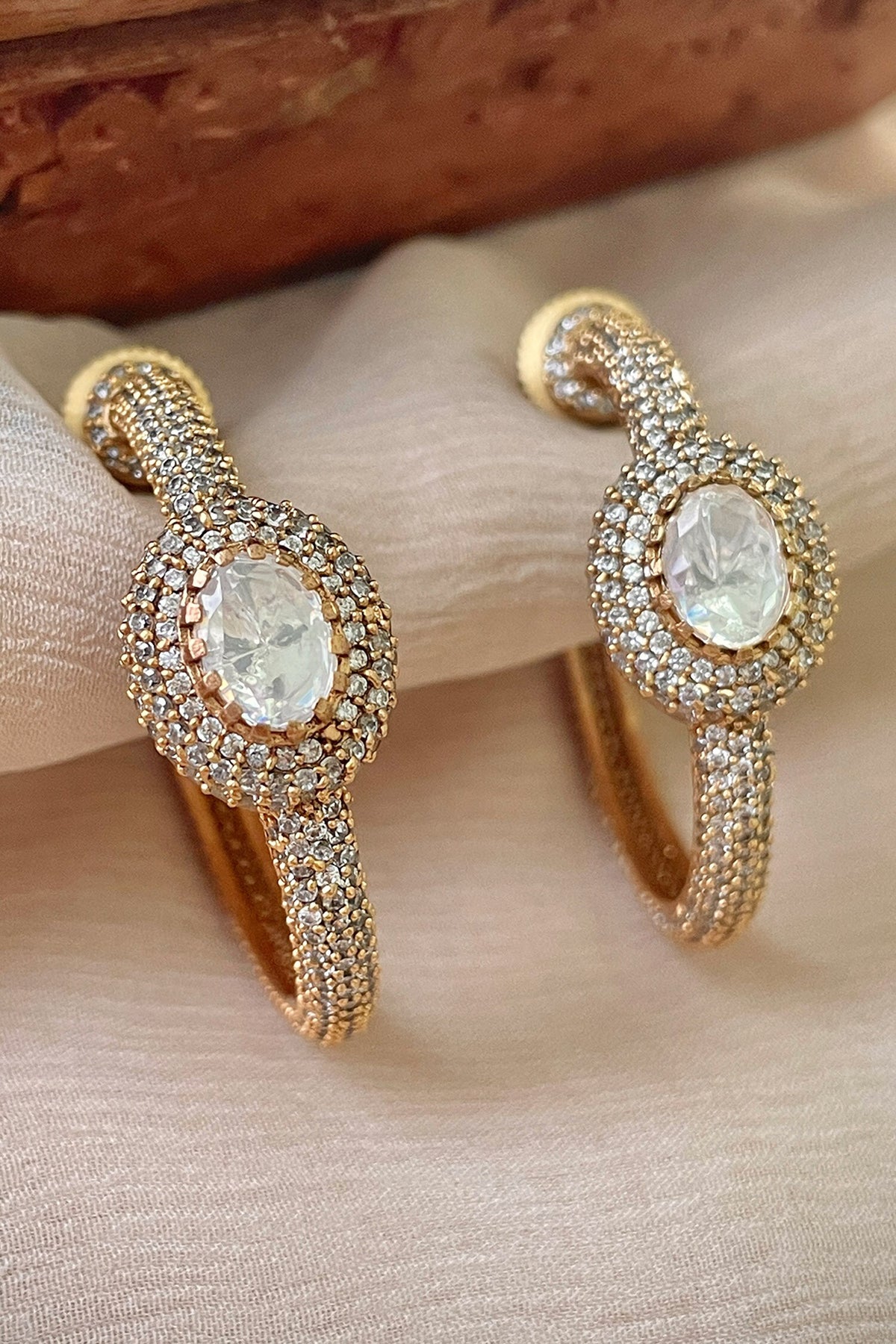 Designer White Stone Stud Earrings 