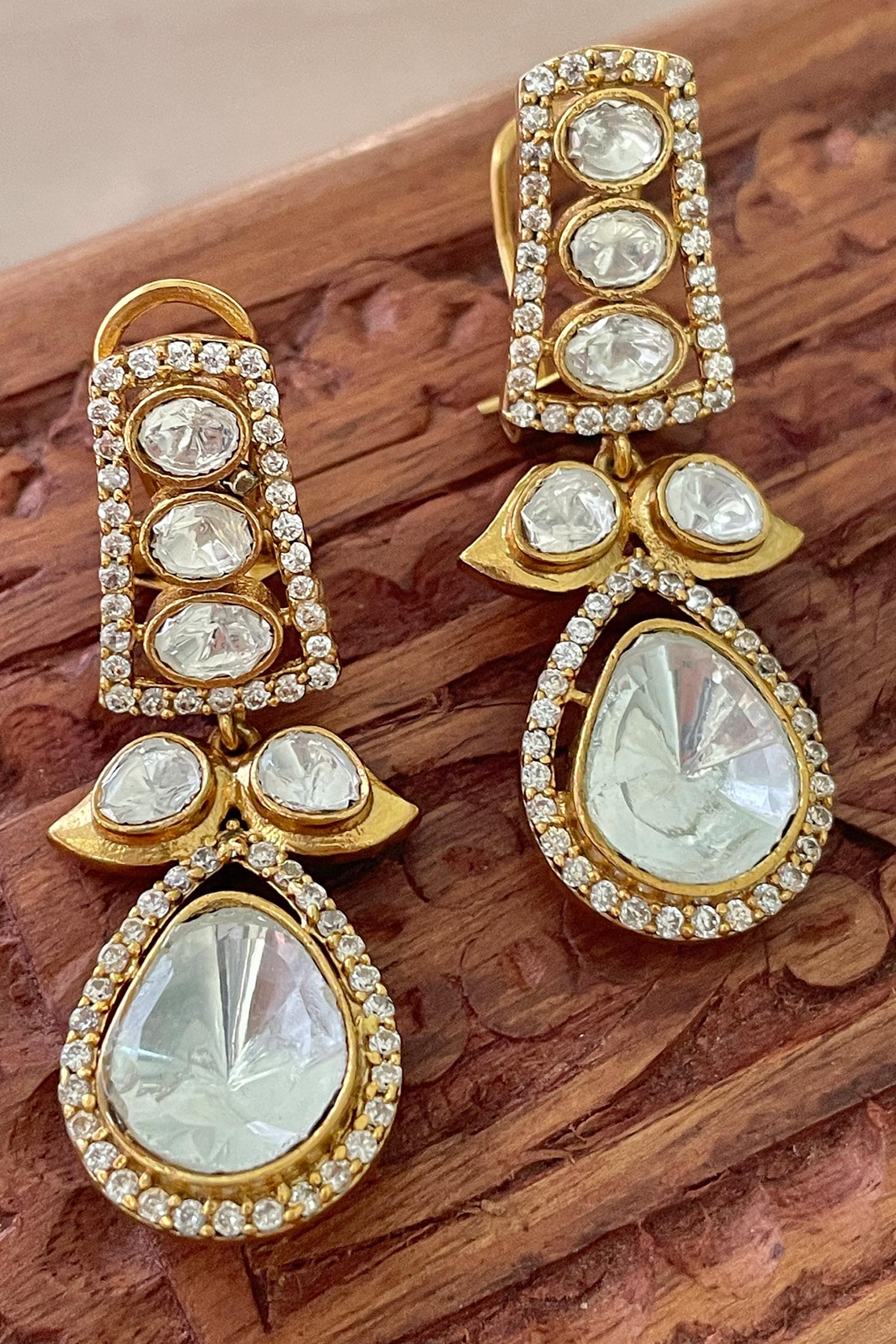 Designer White Stone Drop Earrings 
