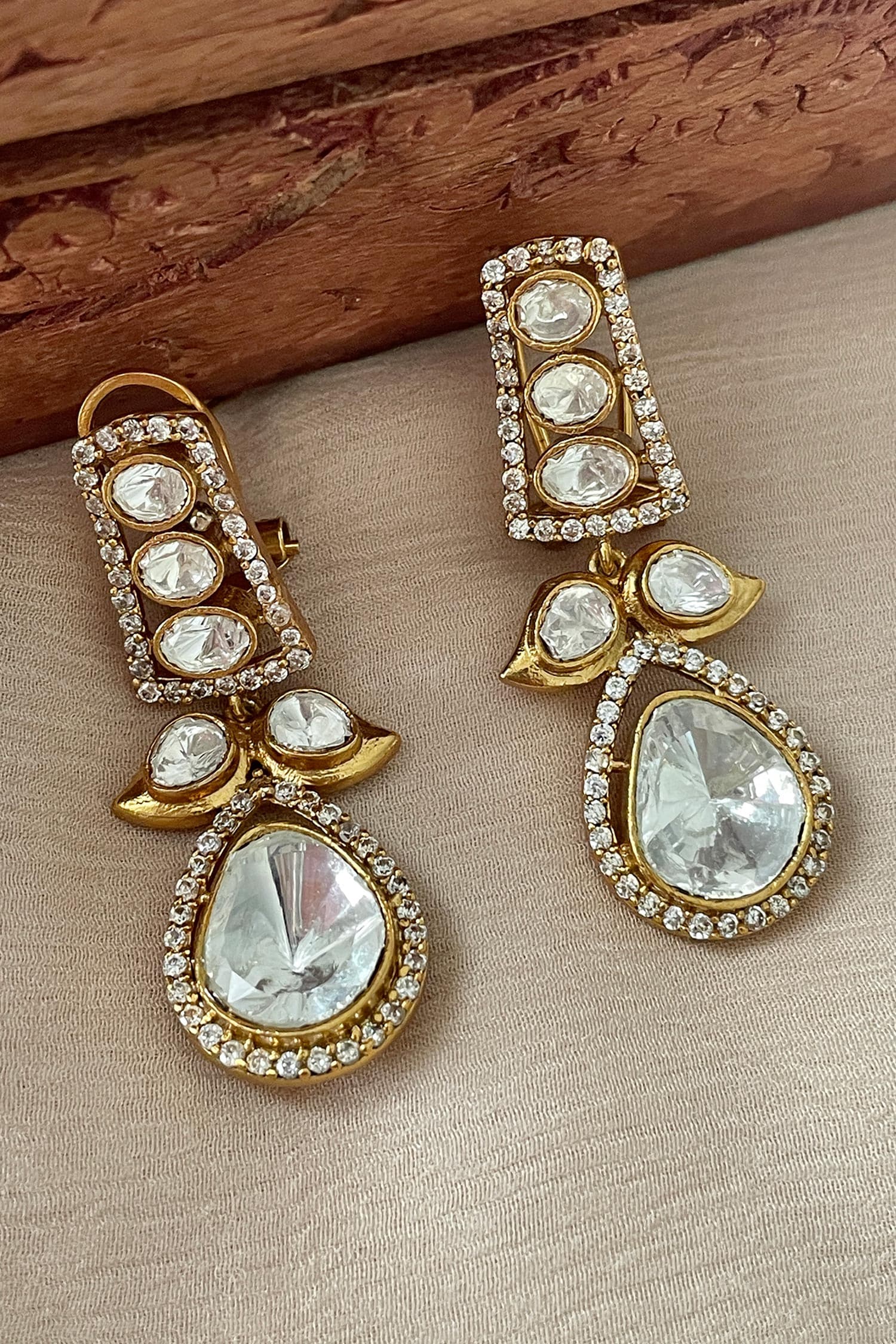Designer White Stone Drop Earrings 
