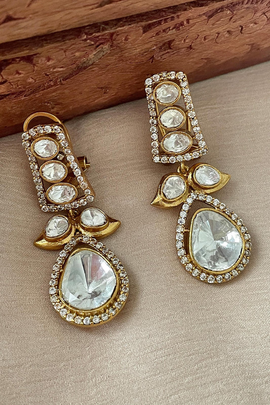 Designer White Stone Drop Earrings 